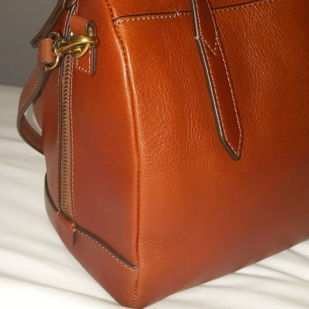 Fossil Sydney satchel crossbody bag tote brown - Picture 8 of 9